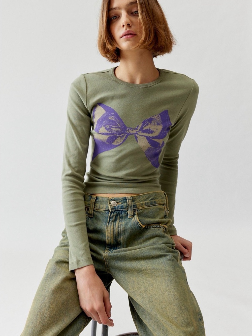 EUC Sweet Bow Long Sleeve Baby Tee